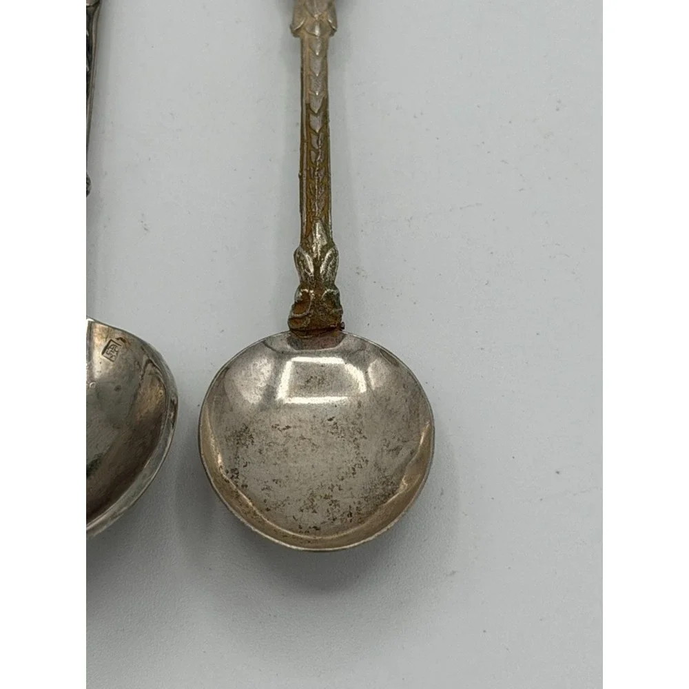 Vintage Souvenir Spoon Lot Mexico Tahiti Alaska Aztec Calendar Jade Handle 4pc